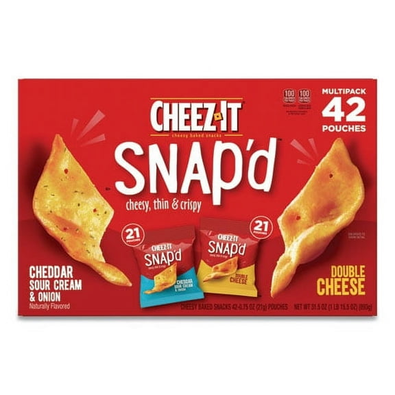 Snap'd Crackers Variety Pack, Cheddar Sour Cream And Onion; Double Cheese, 0.75 Oz Bag, 42/carton | Bundle of 2 Cartons