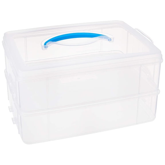 Snap 'n Stack Portable Storage Bin For Tools And Craft 14.1 X 10.5-inch Clear Container Tool Box With Stackable Trays Microwave Freezer Dishwasher Safe