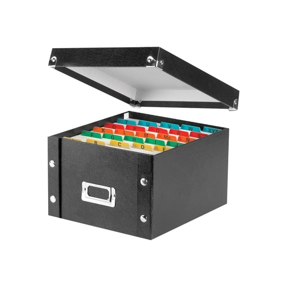Snap-N-Store® 50% Recycled Index Card File Box, 5" x 8", Black
