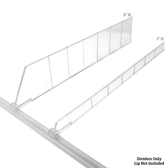 Snap on Adjustable Depth Shelf Dividers for 10" D to 16" D Shelves 1" H, 20 Pack