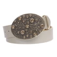 thumbnail image 1 of Snap on Bonded Leather Belt with Rhinestone Oval Flower Buckle, 1 of 2