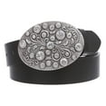 thumbnail image 1 of Snap on Bonded Leather Belt with Rhinestone Oval Flower Buckle, 1 of 2