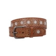 thumbnail image 1 of Snap on Flower Embossing Vintage Leather Belt, 1 of 1
