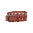 thumbnail image 1 of Snap on Flower Embossing Vintage Leather Belt, 1 of 1