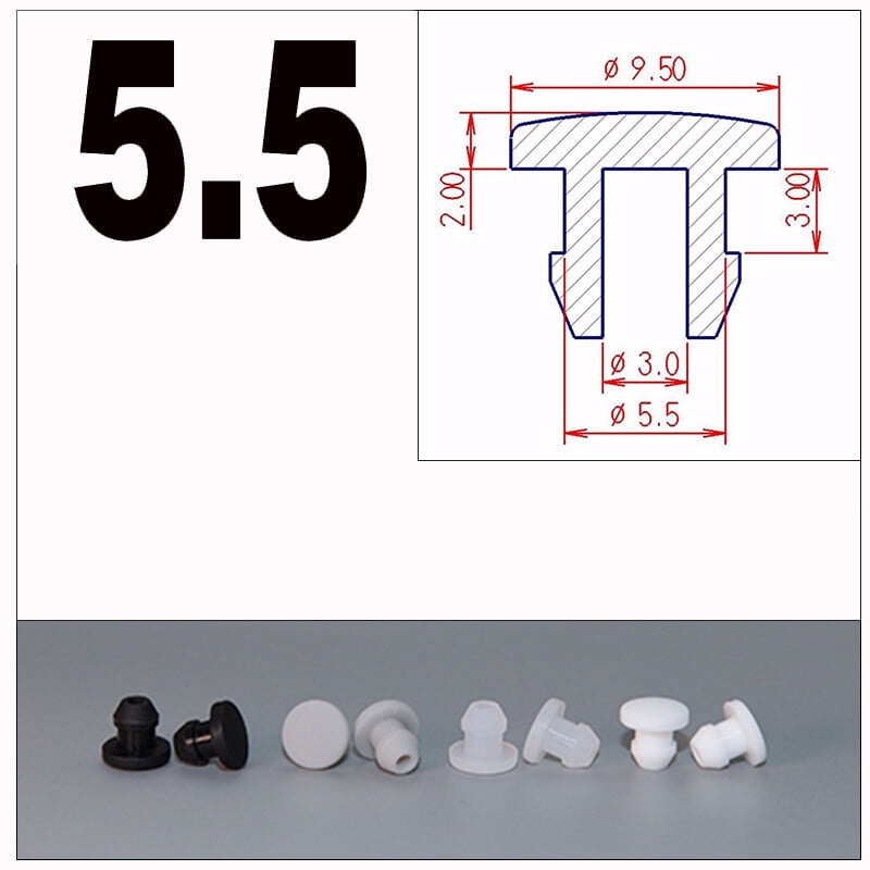 Silikon Gummi Snap-on Hål Plugg 2,5 Mm ~ 30 Mm Svart Blanking Ändkåpor Rör Boris | SE