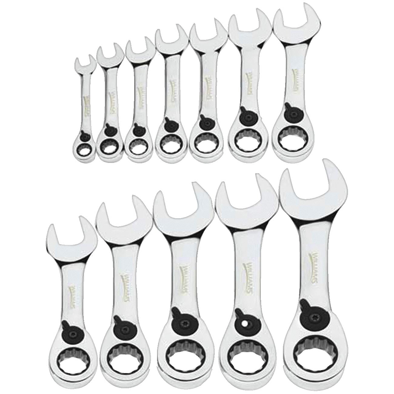 Snap-on Industrial Brands MWS-12RCS Williams Combo Ratchet Wrench Set, Stubby