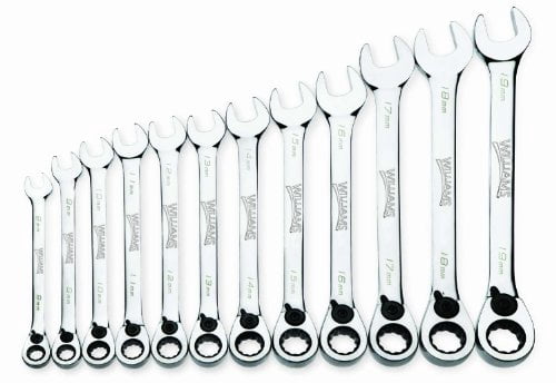 Snap-on Industrial Brands MWS-12RCS Williams Combo Ratchet Wrench Set, Stubby