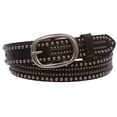 thumbnail image 1 of Snap on Oval Riveted Nailheads Studded Skinny Leather Jean Belt, 1 of 4