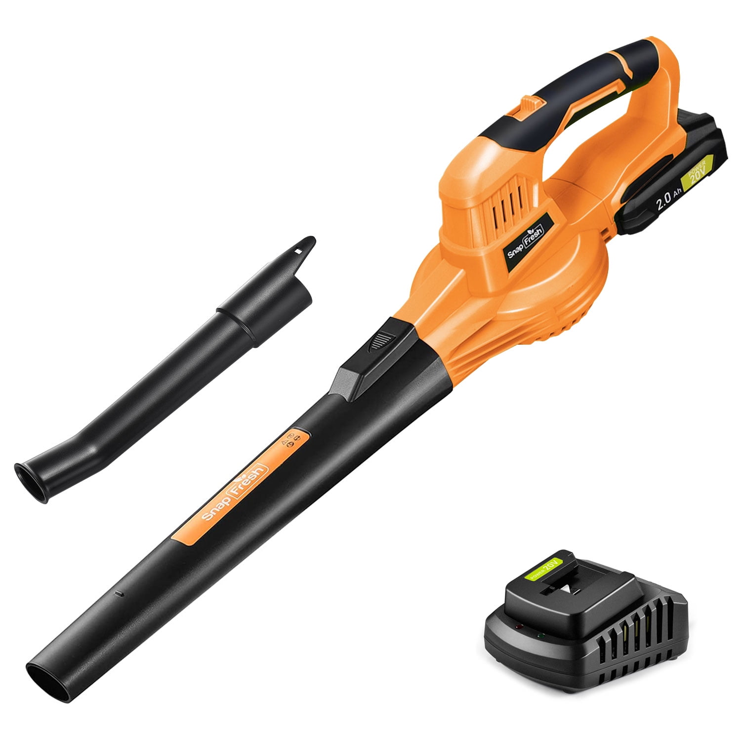 SnapFresh 20V Cordless Leaf Blower 130MPH 140CFM Lightweight w/2.0Ah Battery & Charger (Orange)
