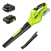 SnapFresh 20V Cordless Leaf Blower 130MPH 140CFM w/2.0Ah Battery & Charger Lightweight（Green)
