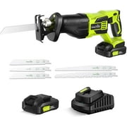 SnapFresh 20V Cordless Reciprocating Saw 3000SPM w/2.0Ah Battery & Charger, 5 PCS Blade, LED