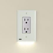 SnapPower Automatic On/Off Sensor Standard Decor GuideLight 2 Light Almond Outlet Wall Plate