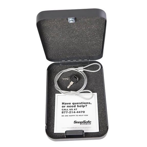 SnapSafe 75220 Lock Box Keylock Pistol Safe Key 11.5" x 8.5" x 2.5" 16 Gauge Steel Black