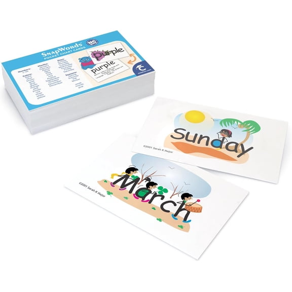 SnapWords Numbers, Colors, Days, Months, and Pocket Cards | ESL | ELL | Multisensory | Kinesthetic Sight Word Flash Cards