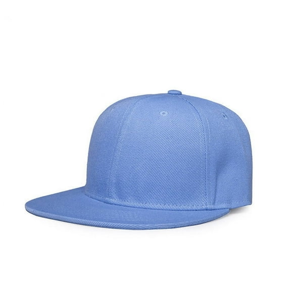 Snapback Adjustable Men's and Women Solid Plain Flat Brim Hat Baseball Cap Hip Hop Style (Sky Blue)
