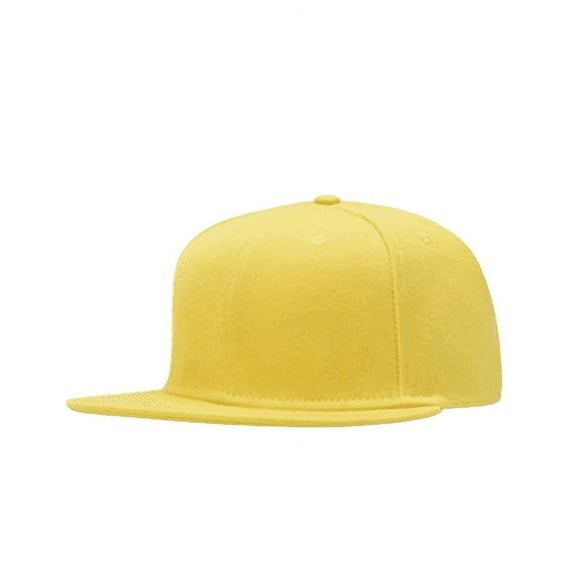 Snapback Adjustable Men's and Women Solid Plain Flat Brim Hat Baseball Cap Hip Hop Style (Yellow)
