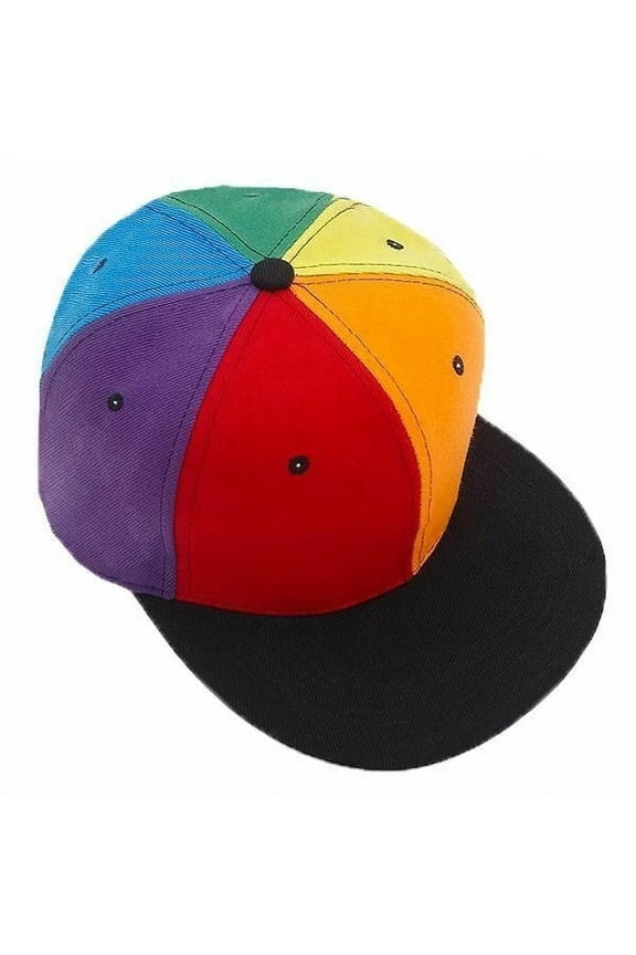 Baseball Cap Hat Rainbow Adult One Size Black Brim Ships in BOX! - New with box/tags