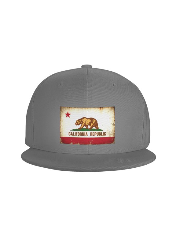 Snapback Hat California Adjustable Flat Bill Brim Hat for Men Women Casual Wear Gray