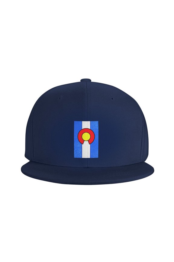 Snapback Hat Colorado Flag Art Pattern Adjustable Flat Bill Brim Hat for Men Women Casual Wear Navy Blue