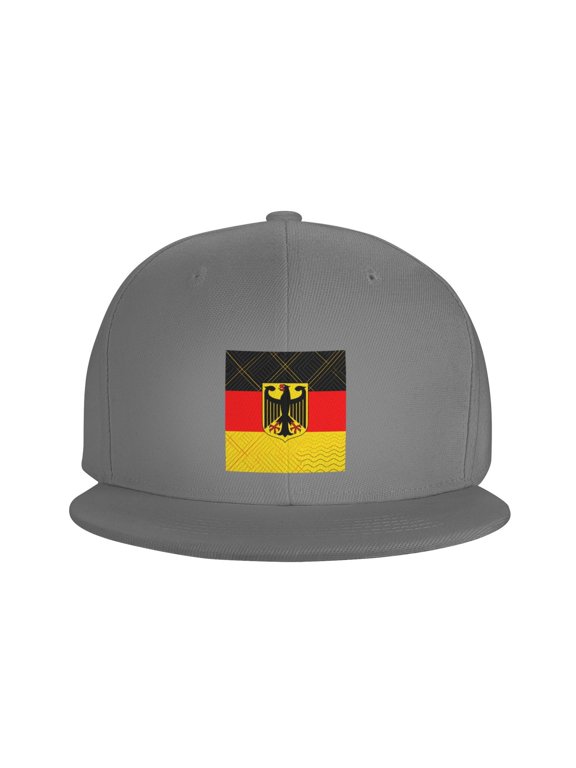 Snapback Hat Flag Of Germany Adjustable Flat Bill Brim Hat for Men Women Casual Wear Gray
