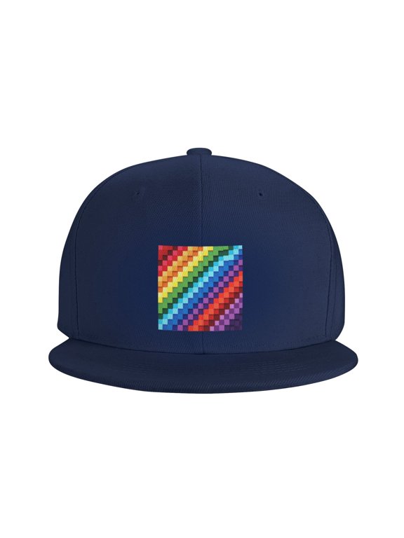Snapback Hat Gay Pride Flat Brim Adjustable Baseball Cap for Men Women Trucker Hat Navy Blue