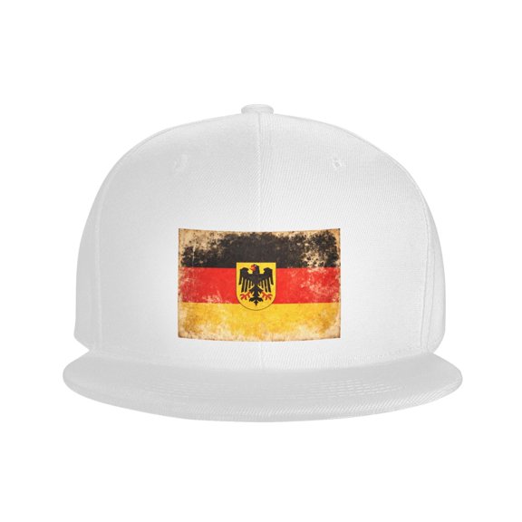 Snapback Hat German Flag Adjustable Flat Bill Brim Hat for Men Women Casual Wear Black