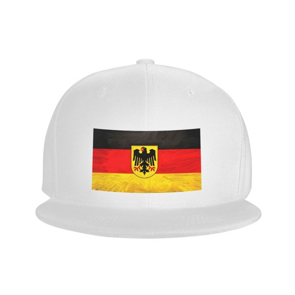 Snapback Hat German Flag Art Adjustable Flat Bill Brim Hat for Men Women Casual Wear Black