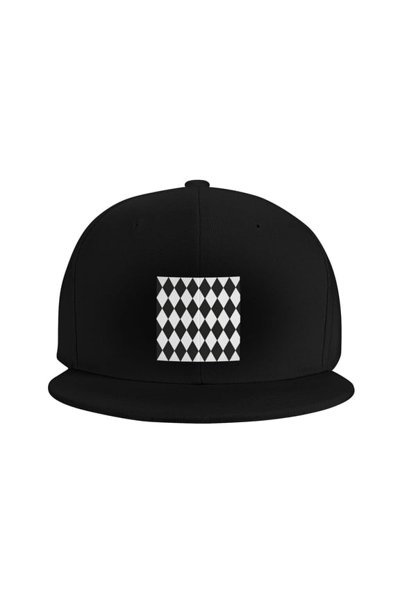 Snapback Hat Harlequin Adjustable Flat Bill Brim Hat for Men Women Casual Wear Black