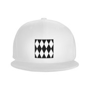Snapback Hat Harlequin Pattern Adjustable Flat Bill Brim Hat for Men Women Casual Wear Black