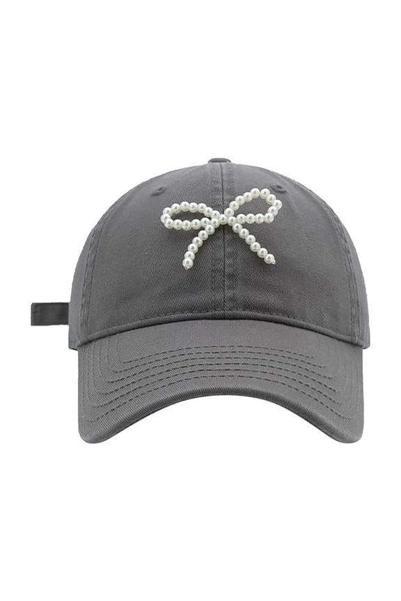 Snapback Hat for Men - Custom Baseball Cap with Structured Fit Sweet Pearl Bow Baseball Cap For Women Korean Soft Top Hat Versatile Fashionable Casual Hat Trendy Design