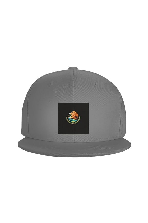 Snapback Hat Mexico-Logo Adjustable Flat Bill Brim Hat for Men Women Casual Wear Gray