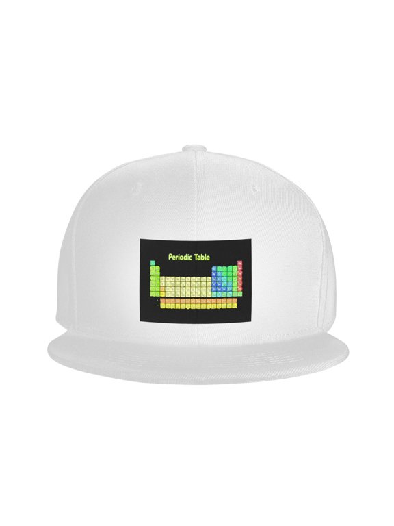 Snapback Hat Periodic Table Of Elements Chemistry Flat Brim Adjustable Baseball Cap for Men Women Trucker Hat Black