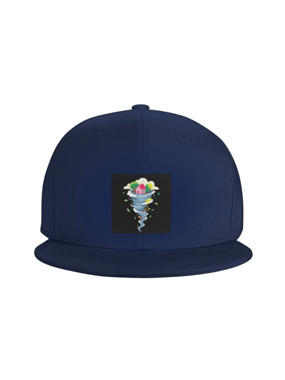 Snapback Hat Terrible Tornado Flat Brim Adjustable Baseball Cap for Men Women Trucker Hat Navy Blue