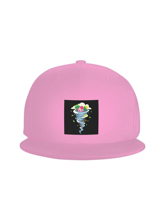 Snapback Hat Terrible Tornado Flat Brim Adjustable Baseball Cap for Men Women Trucker Hat Pink