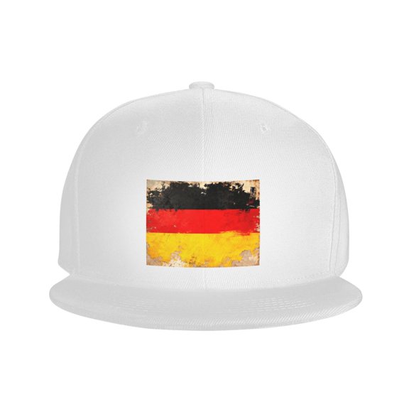 Snapback Hat Vintage German Flag Adjustable Flat Bill Brim Hat for Men Women Casual Wear Black