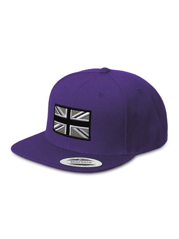 Snapback Hat for Men Flat Brim Hats British Flag B Blackwhite Embroidery Embroidered Flat Bill Hat Acrylic Purple Design Only