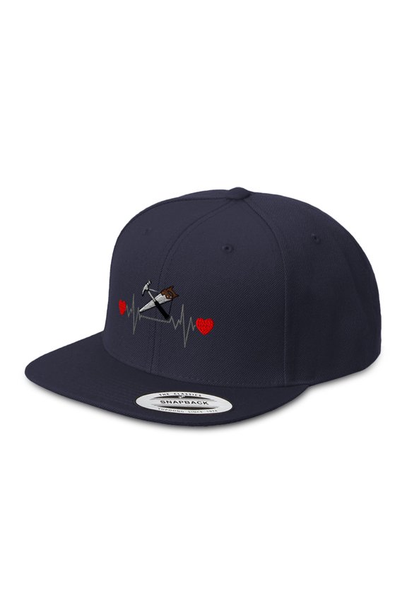 Snapback Hat for Men Flat Brim Hats Carpenter Lifeline A Embroidery Embroidered Flat Bill Hat Acrylic Navy Design Only