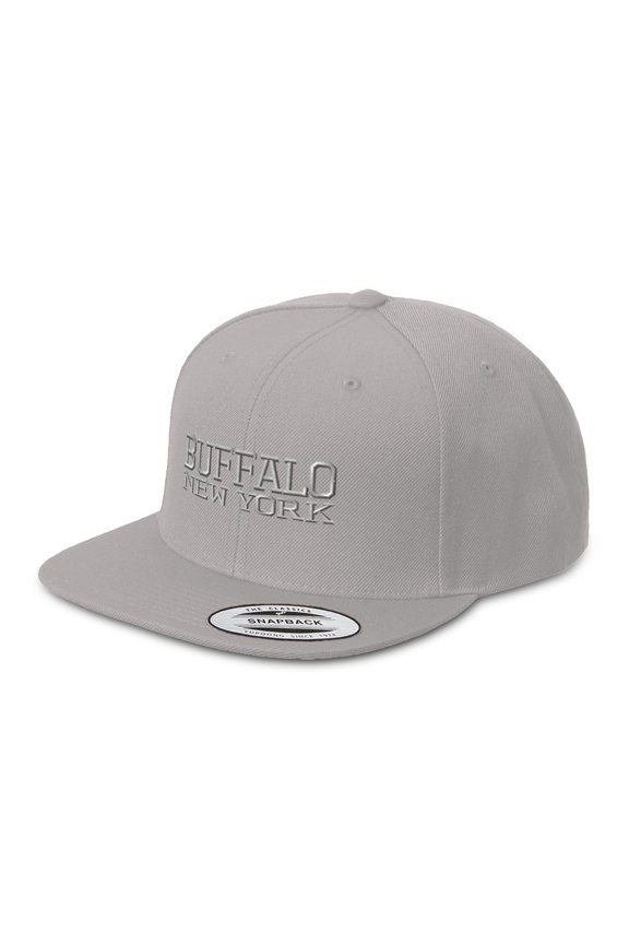 Snapback Hat for Men Flat Brim Hats New York Buffalo United States Embroidery Embroidered Flat Bill Hat Acrylic Silver Design Only