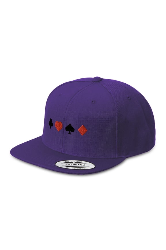 Snapback Hat for Men Flat Brim Hats Poker Game B Embroidery Embroidered Flat Bill Hat Acrylic Purple Design Only
