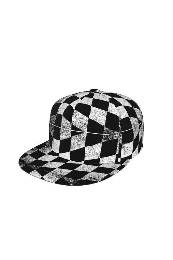 Snapback Hats For Men Women Checkered Flag Flat Bill Brim Baseball Cap Printed Hat