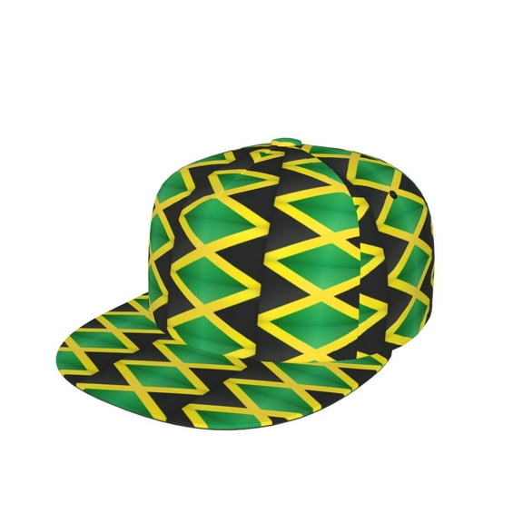 Snapback Hats For Men Women Jamaica Flag Flat Bill Brim Baseball Cap Printed Hat