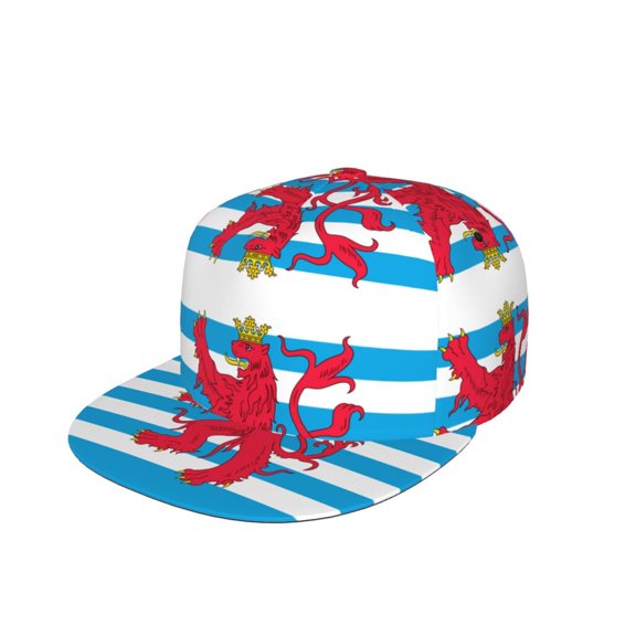 Snapback Hats For Men Women Lluxembourgers-Civil-Ensign Pattern Flat Bill Brim Baseball Cap Printed Hat