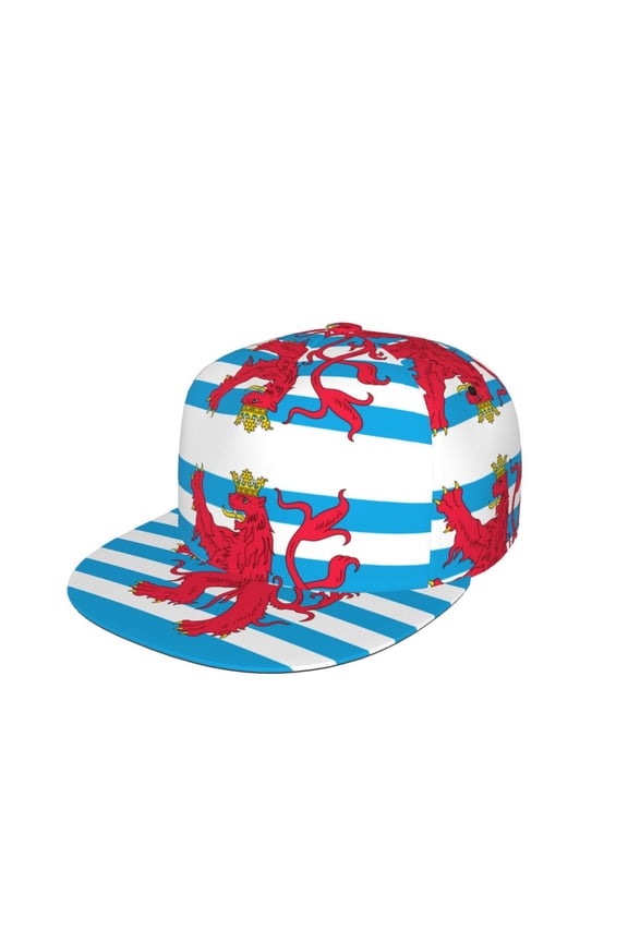 Snapback Hats For Men Women Lluxembourgers-Civil-Ensign Pattern Flat Bill Brim Baseball Cap Printed Hat