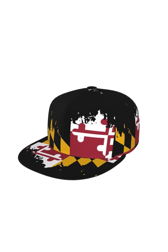 Snapback Hats For Men Women Maryland Flag Heart Flat Bill Brim Baseball Cap Printed Hat