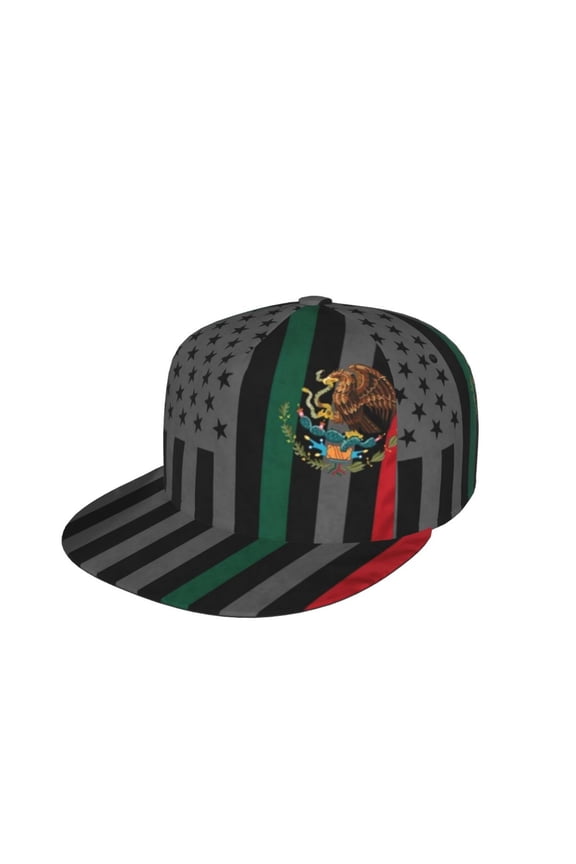 Snapback Hats For Men Women Mexico-America-Flag Flat Bill Brim Baseball Cap Printed Hat