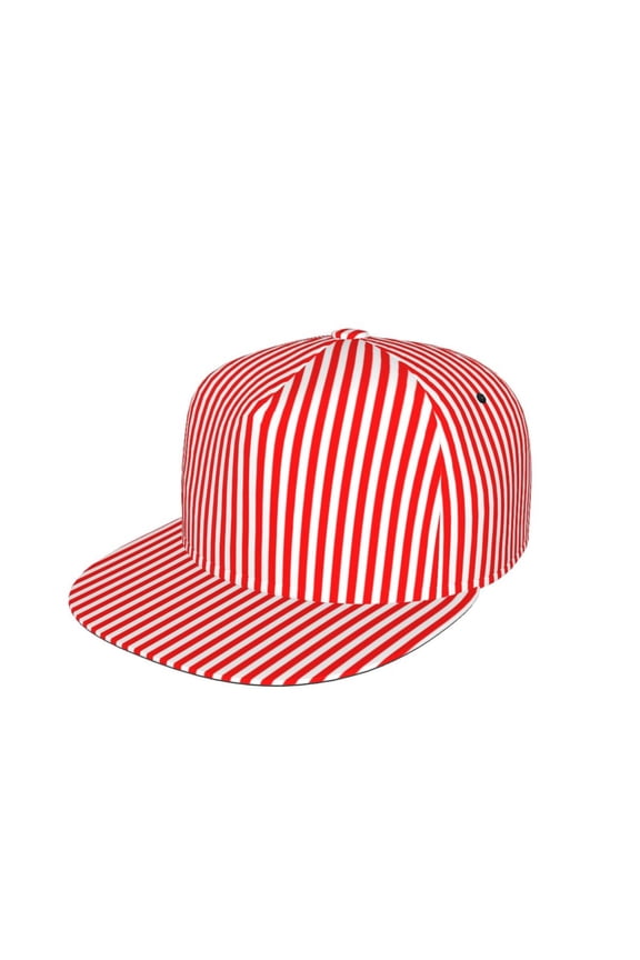 Snapback Hats For Men Women Red White Vertical Stripe Pattern Flat Bill Brim Baseball Cap Printed Hat