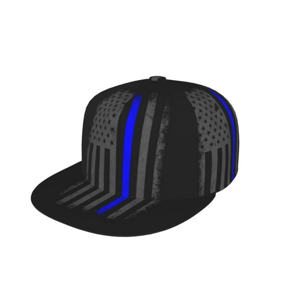 Snapback Hats For Men Women Retro Thin Blue Line Flag Flat Bill Brim Baseball Cap Printed Hat