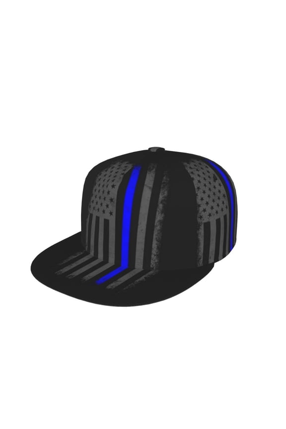Snapback Hats For Men Women Retro Thin Blue Line Flag Flat Bill Brim Baseball Cap Printed Hat