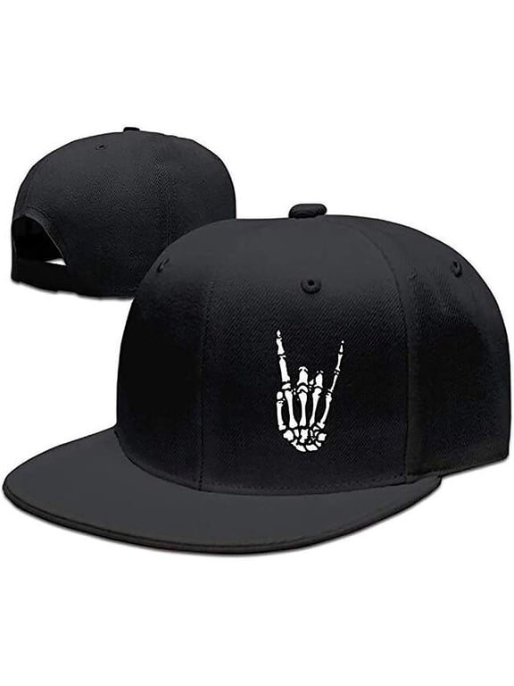 Snapback Hats for Men Baseball Cap Adjustable Flat Bill Trucker Dad Gift Skull Hat Skeleton Hand