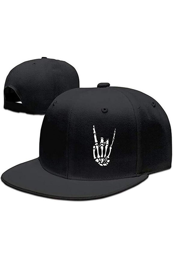 Snapback Hats for Men Baseball Cap Adjustable Flat Bill Trucker Dad Gift Skull Hat Skeleton Hand